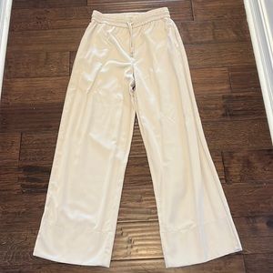 Beige Zara drawstring silk imitation pants